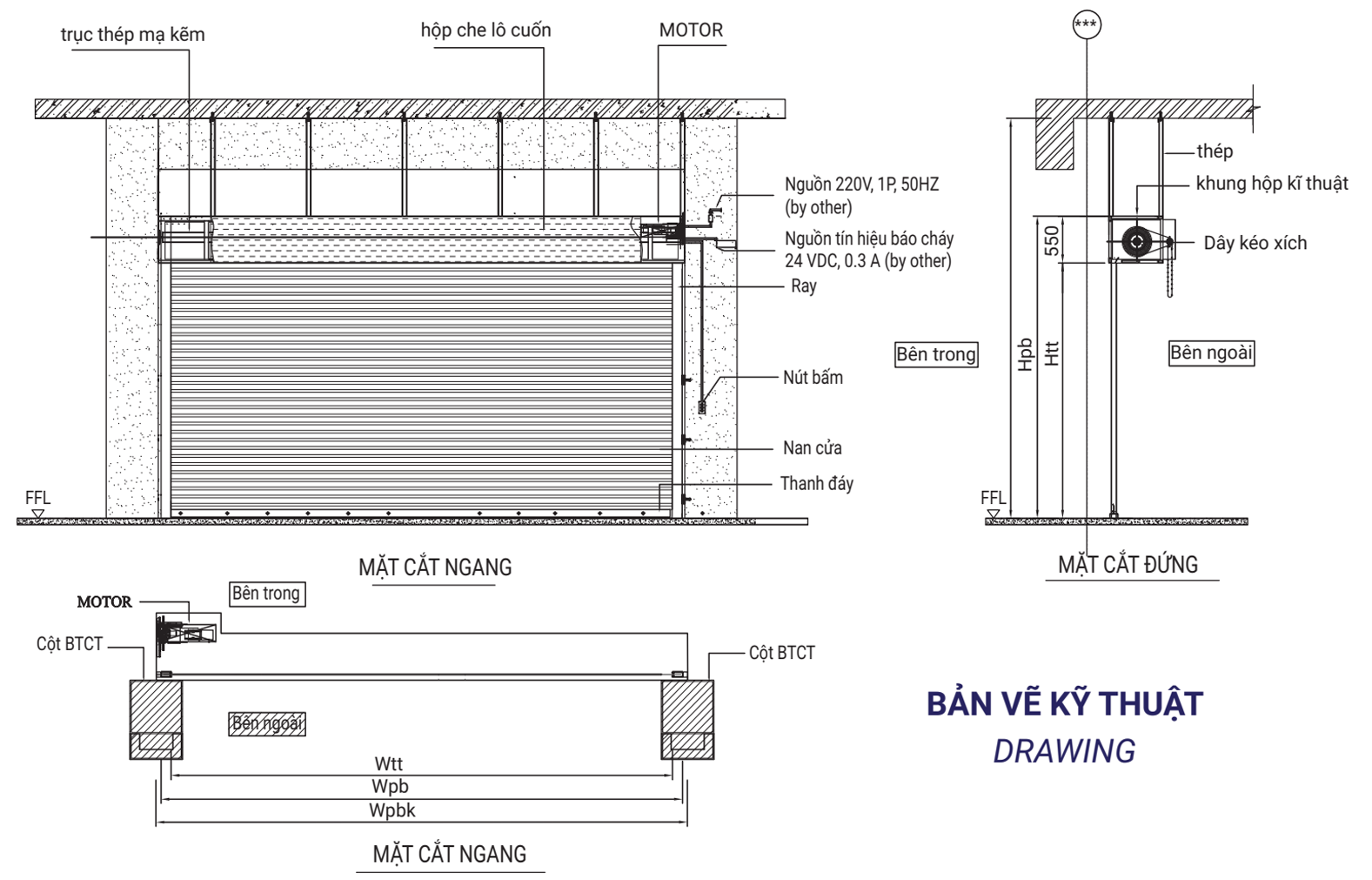 Cửa Cuốn Thép Chống Cháy E Bản Vẽ