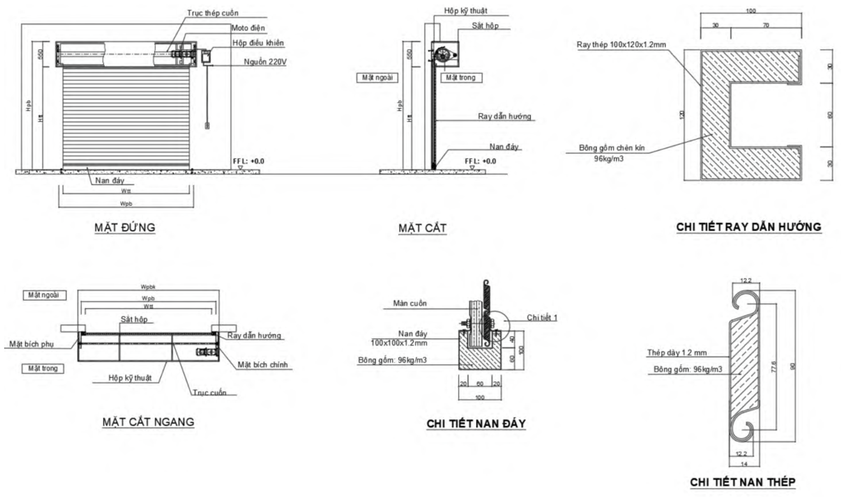 Cửa Cuốn Thép Chống Cháy EI Bản Vẽ